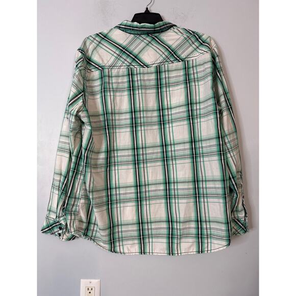 Helix Men's Plaid Athletic Fit Button Up Shirt Long Sleeve Green White Size XXL - Picture 2 of 6